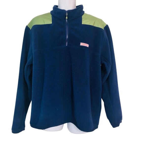 Vineyard Vines Mens XL Jacket Fleece Pullover Navy Blue Green Long Sleeve - Picture 1 of 7